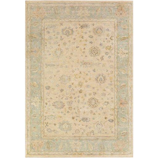 Normandy Hand Knotted Seafoam & Beige Floral Area Rug - Available in a Variety of Sizes - Rugs - The Well Appointed House