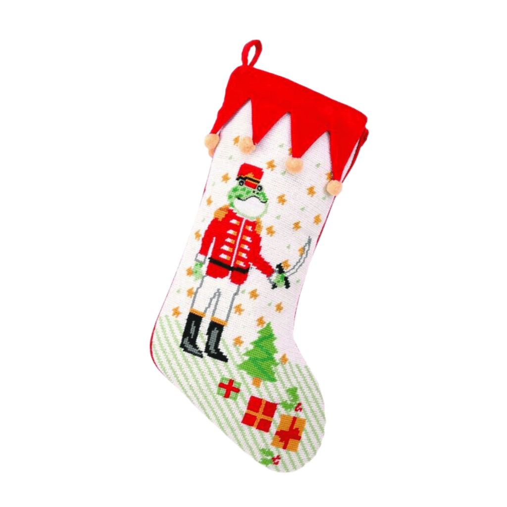 Nutcracker Frog Needlepoint Christmas Stocking - Christmas Stockings - The Well Appointed House
