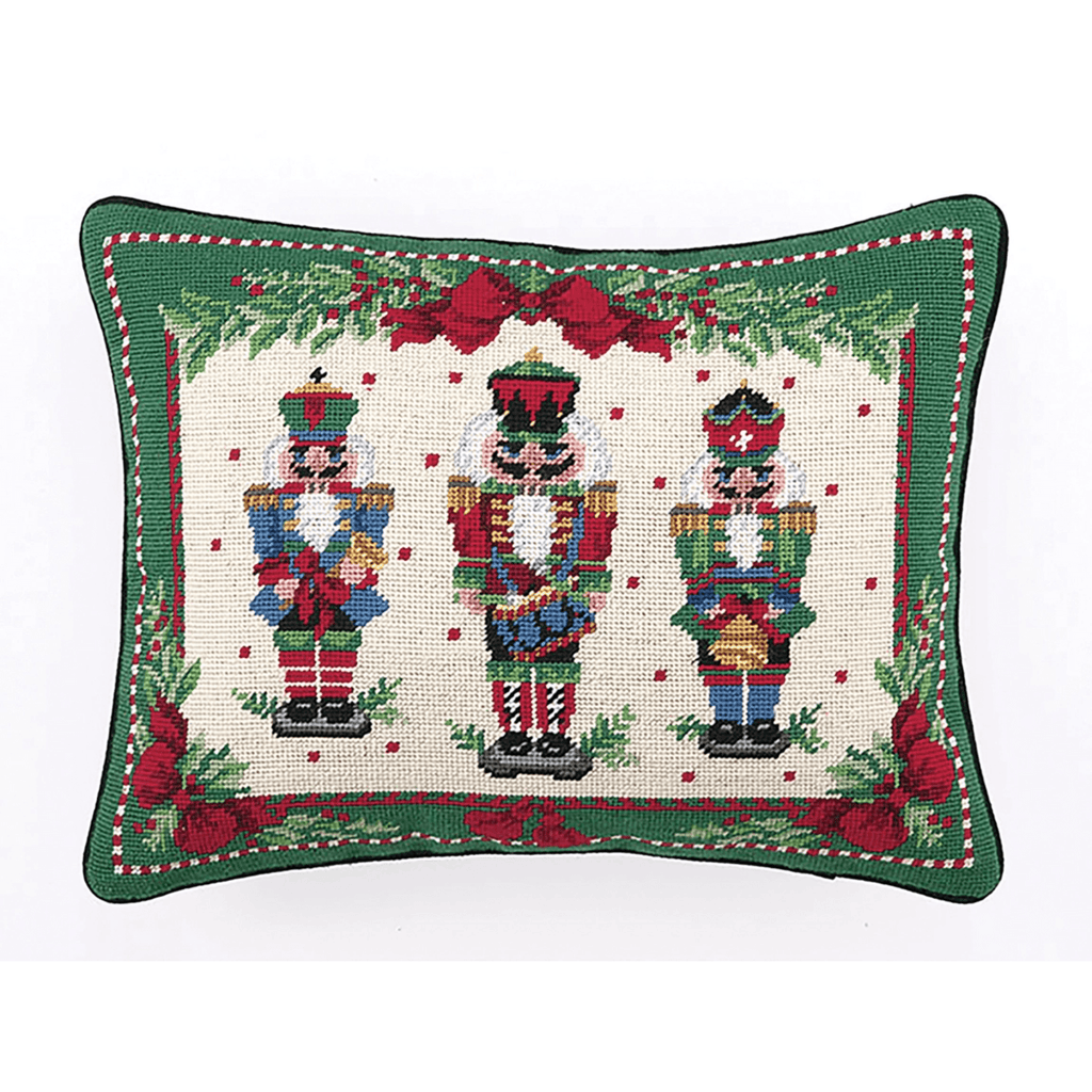 Nutcracker Melody Needlepoint Throw Pillow - Christmas Pillows - The Well Appointed House