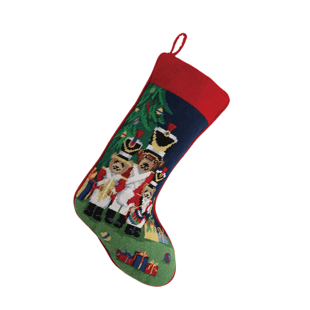 Nutcracker Soldier Bears Needlepoint Christmas Stocking - Christmas Stockings - The Well Appointed House