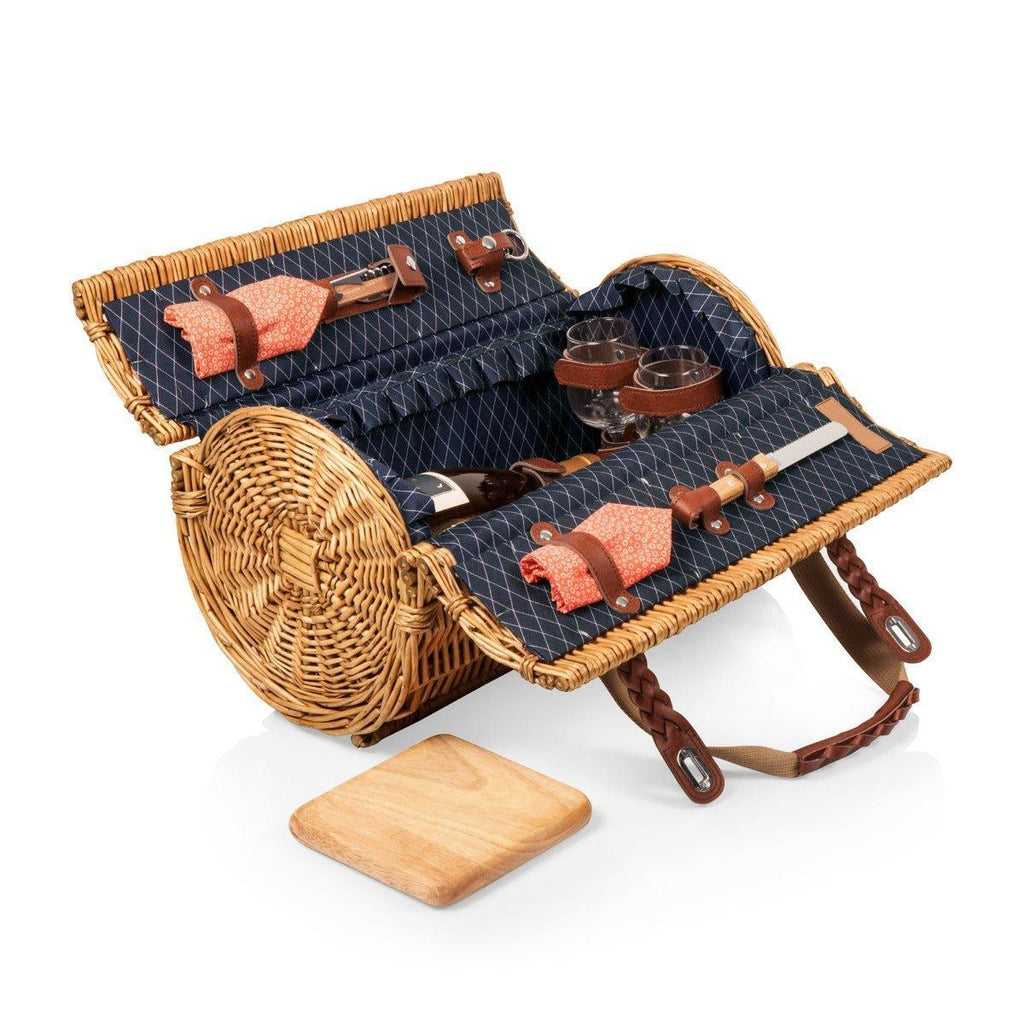 Oakville Barrel Shaped Wine & Cheese Picnic Basket Set - Picnic Baskets & Accessories - The Well Appointed House