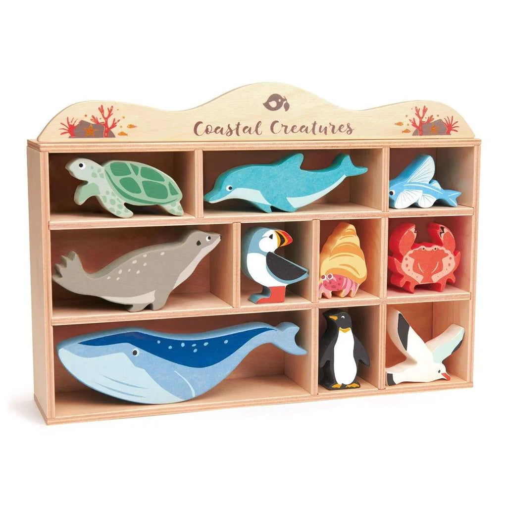 Ocean Animals Wooden Toy Set with Display Shelf - Little Loves Pretend Play - The Well Appointed House