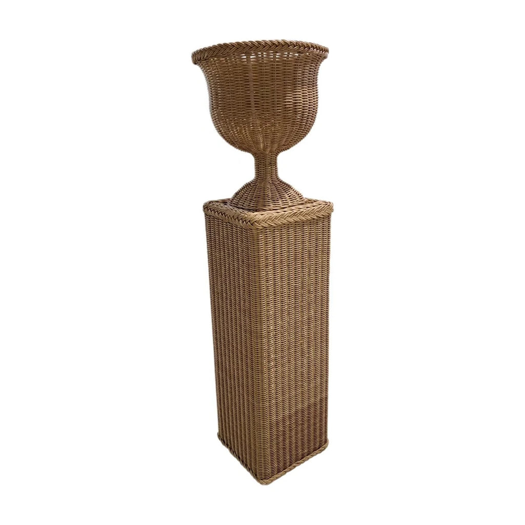 Outdoor Braided Synthetic Rattan Pedestal - Outdoor Planters - The Well Appointed House