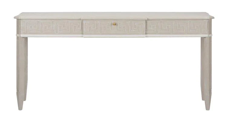 One Drawer Console Table with Greek Key Etching - Consoles - The Well Appointed House