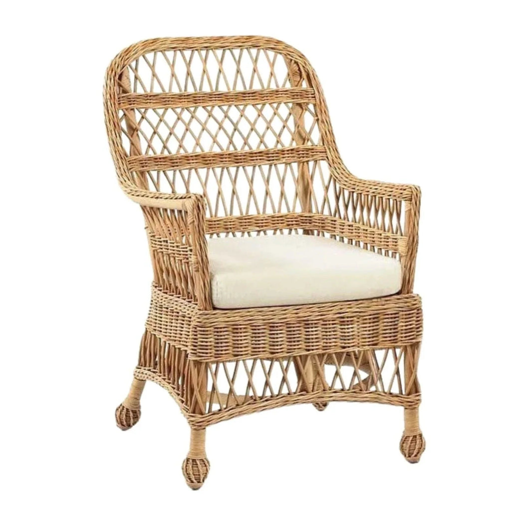 Open Weave Wicker Armed Porch Chair - Accent Chairs - The Well Appointed House
