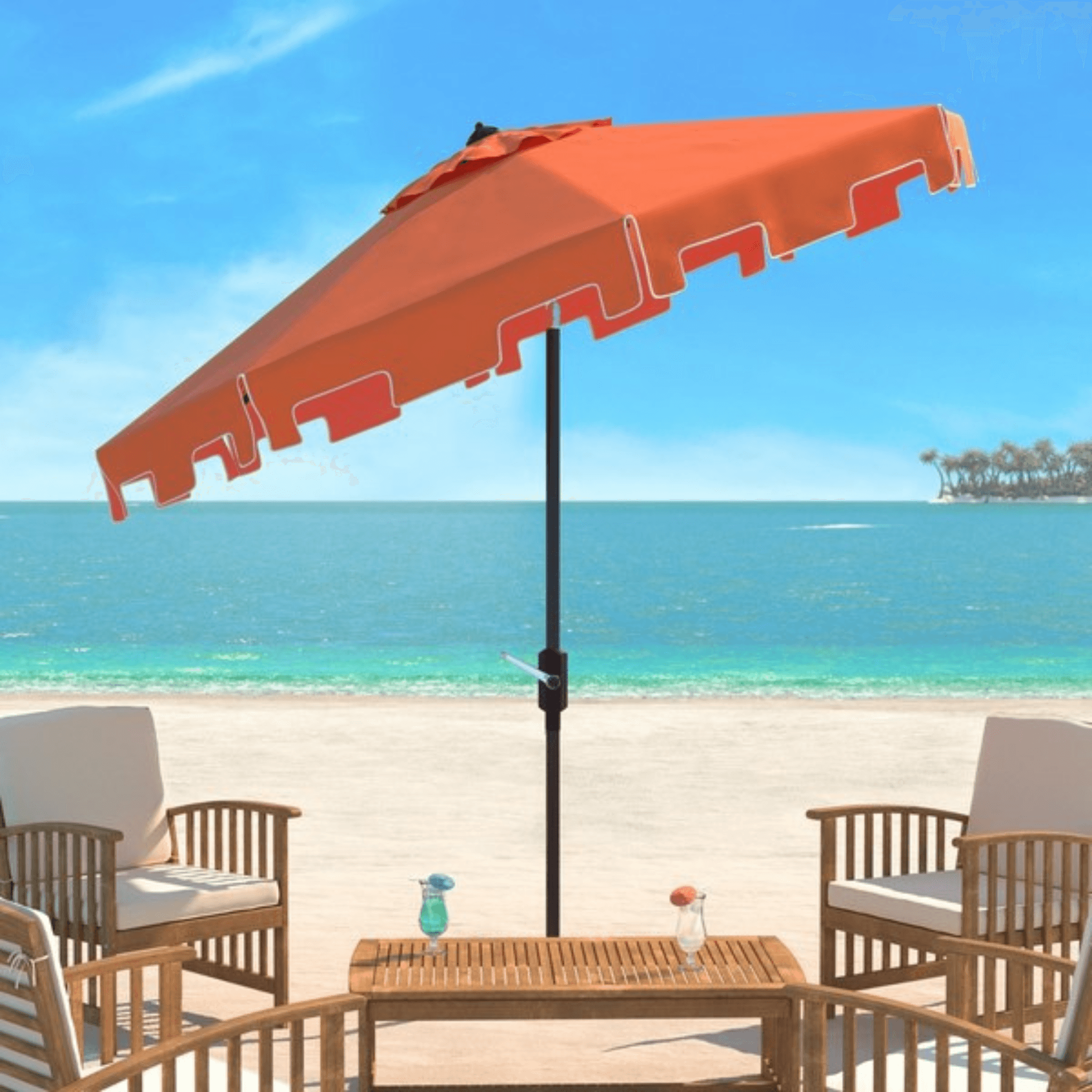 9 orange patio umbrella Zimmerman 9' Market Umbrella - Orange / White