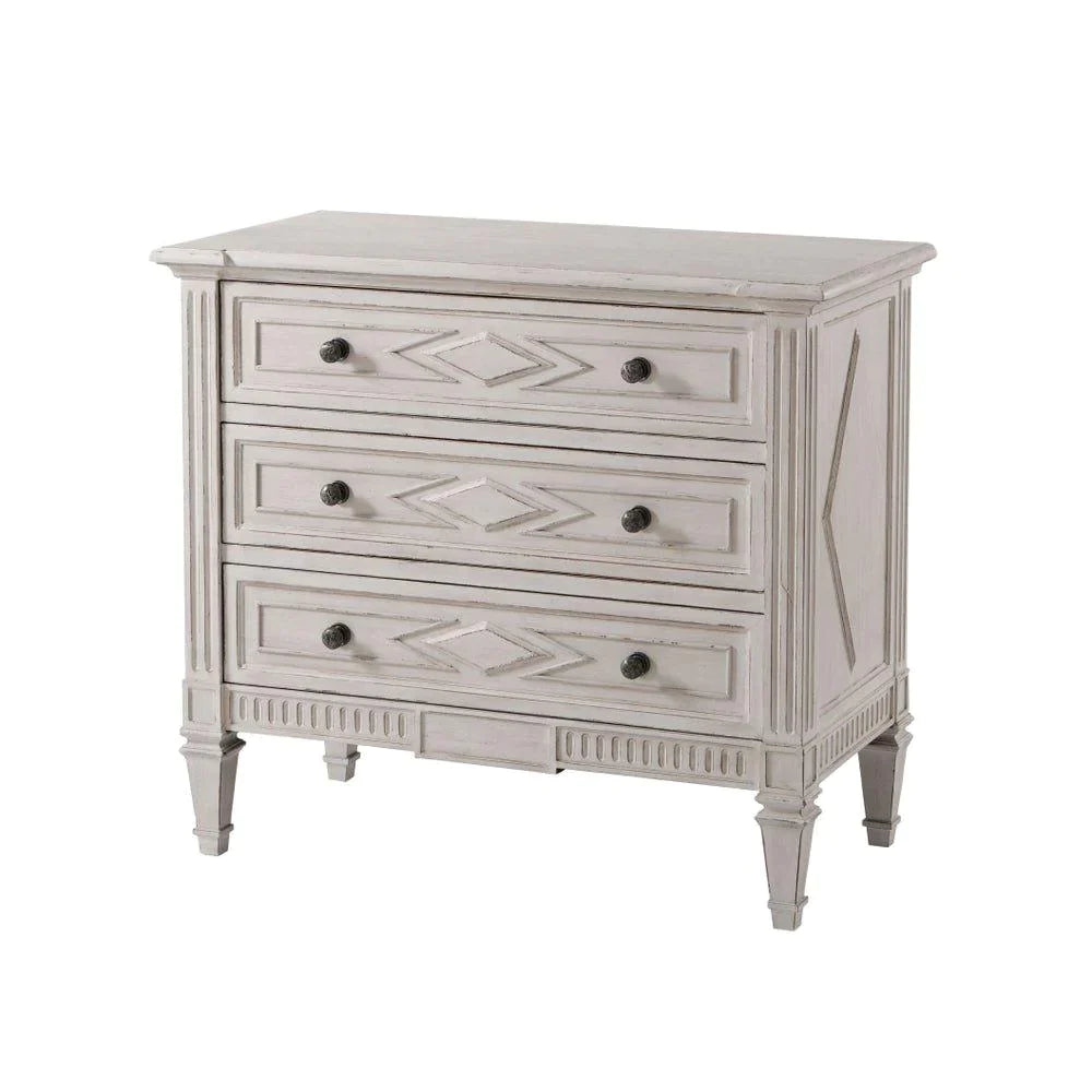 Orval Three Drawer Chest in Ivory Nora Distressed Finish - Nightstands & Chests - The Well Appointed House