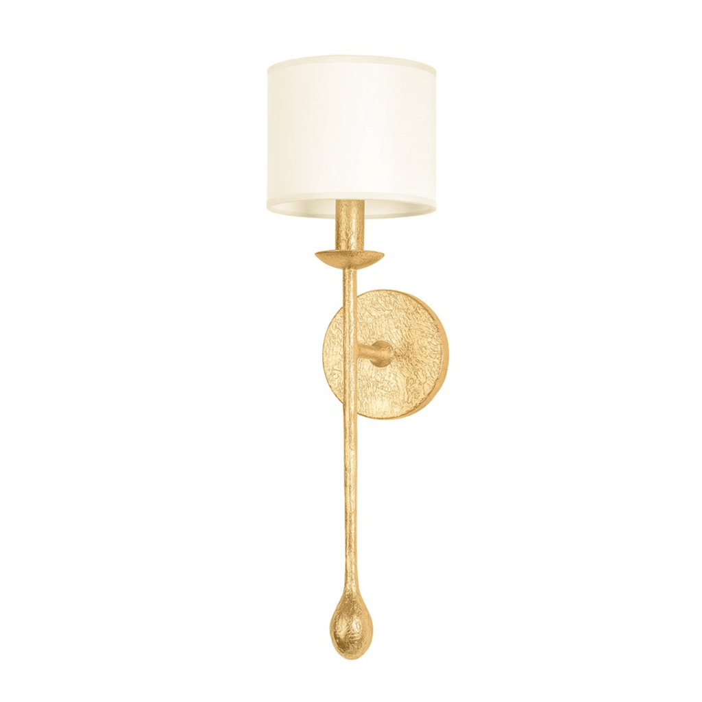 Osmond Vintage Gold Leaf Wall Sconce With Drum Shade - Sconces - The Well Appointed House