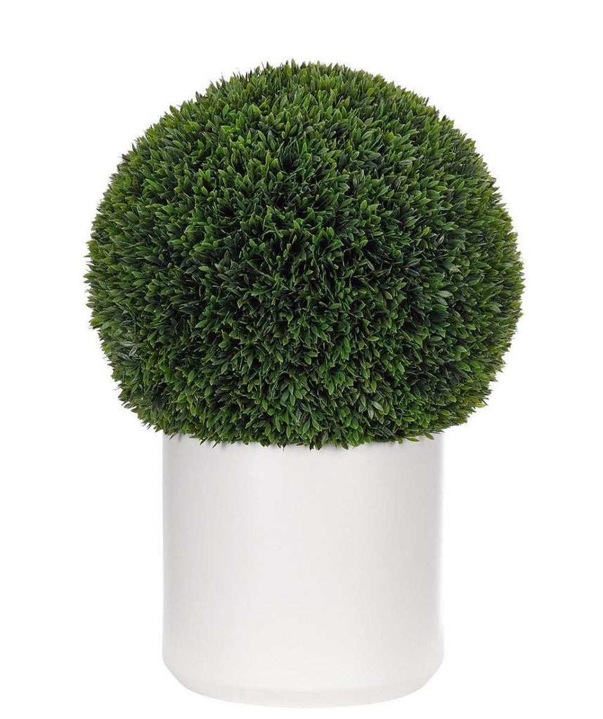 Outdoor Faux Boxwood Ball in White Ceramic Pot - Florals & Greenery - The Well Appointed House