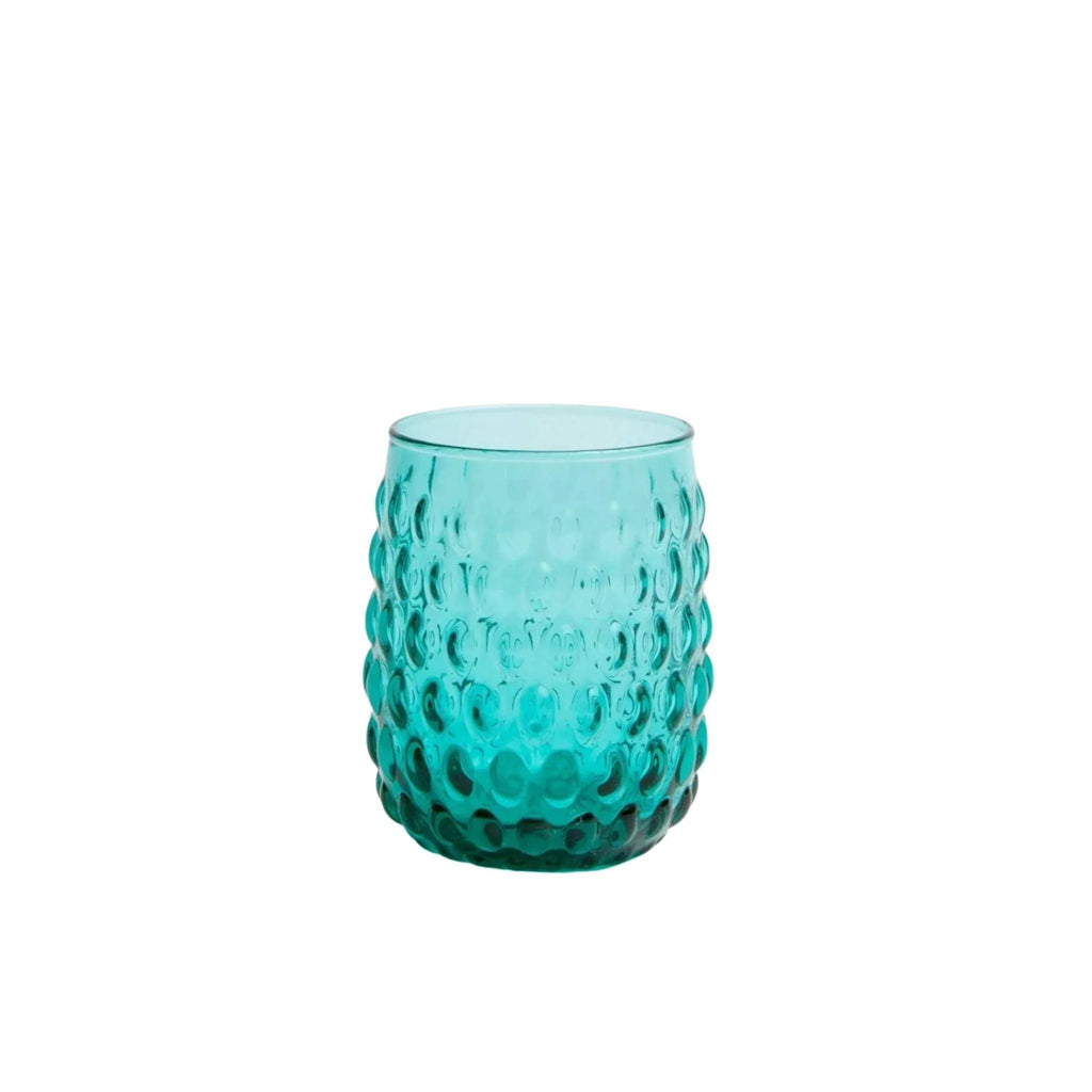 Oval Beaded Hand Blown Juice Glasses in Teal - Drinkware - The Well Appointed House