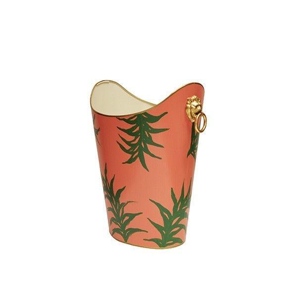 Oval Wastebasket with Lion Handles in Orange Palm - Wastebasket - The Well Appointed House