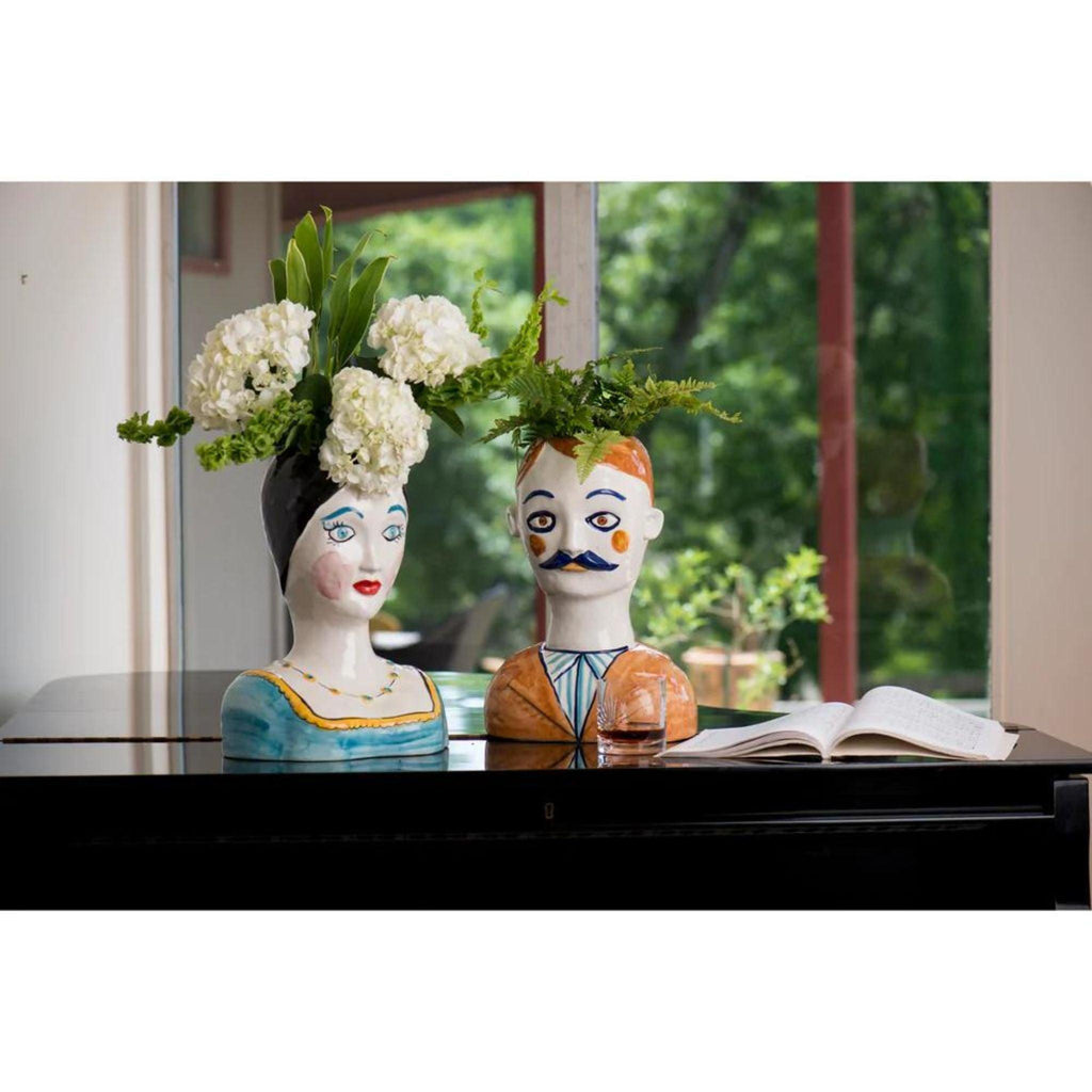 Painted Head Vase - Vases & Jars - The Well Appointed House