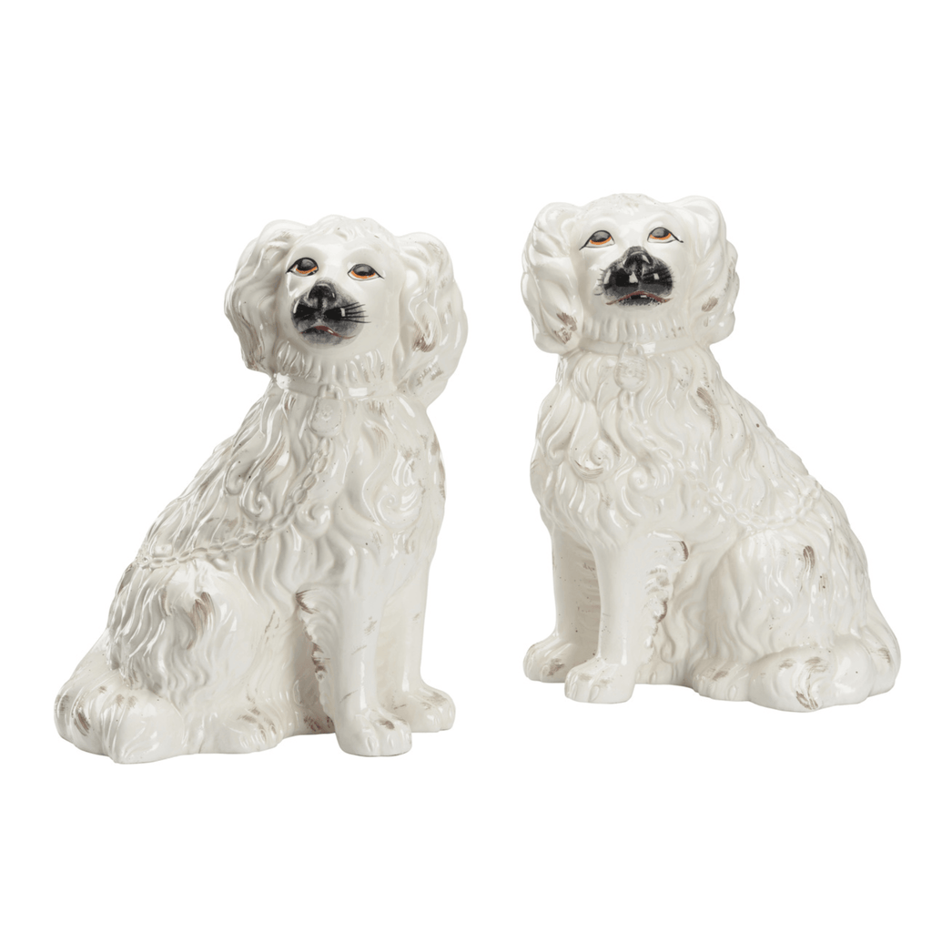 Pair of White Ceramic Chinese Comfort Dogs - Decorative Objects - The Well Appointed House
