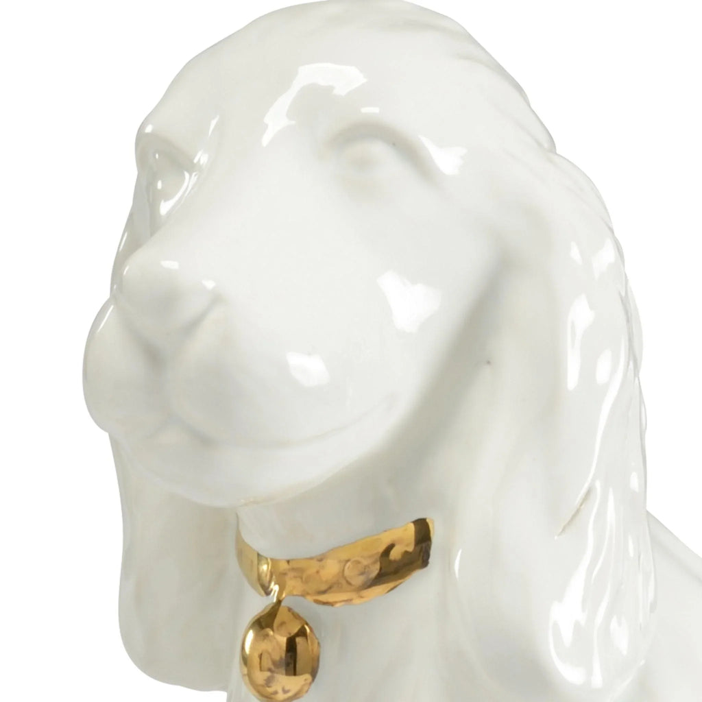 Pair of White Porcelain Decorative Dogs With Gold Collars - Decorative Objects - The Well Appointed House