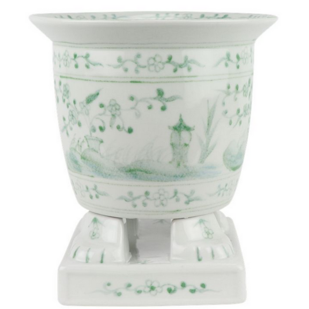 Pale Green Design Footed Planter - The Well Appointed House 