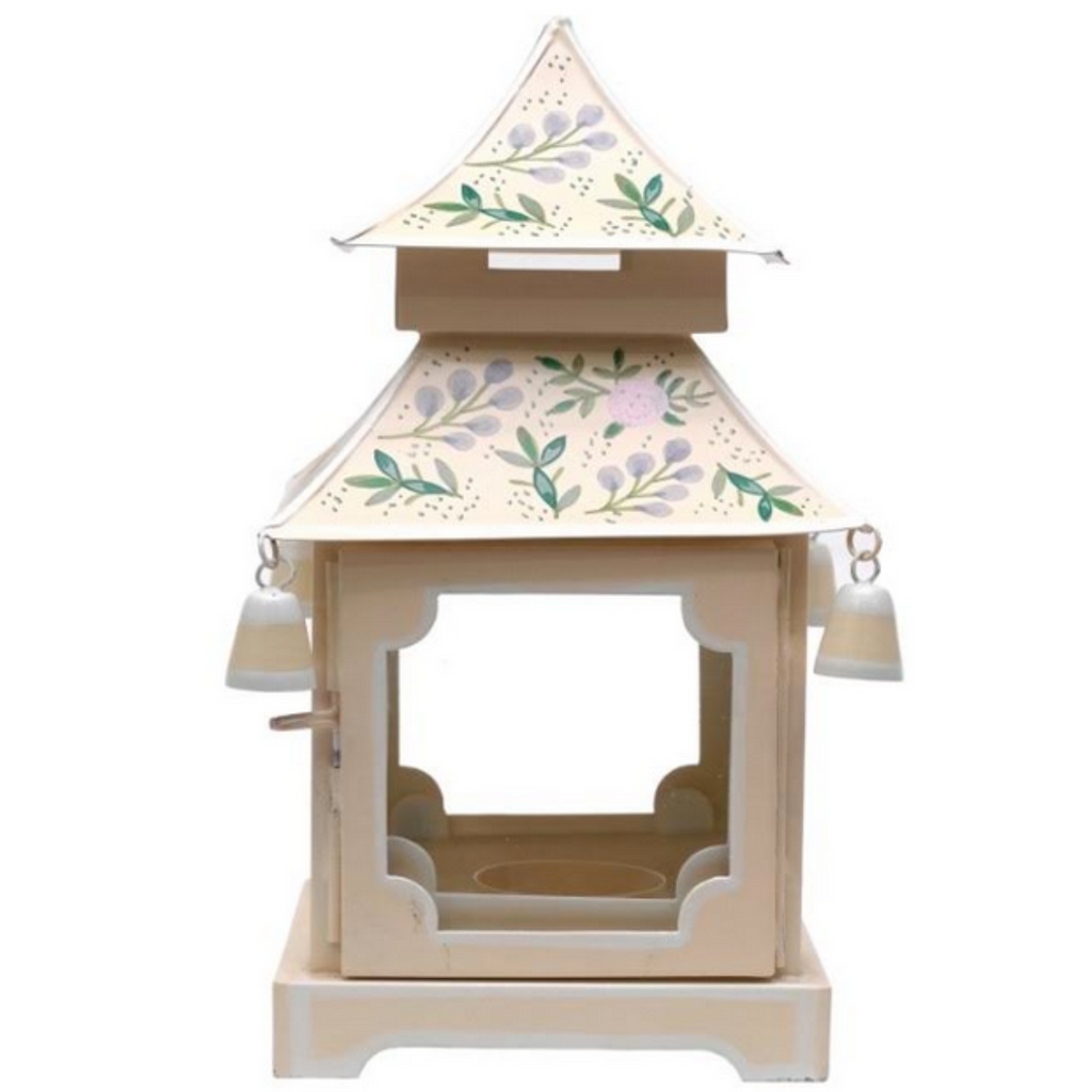 Pale Pink Handpainted Pagoda Lantern - The Well Appointed House 