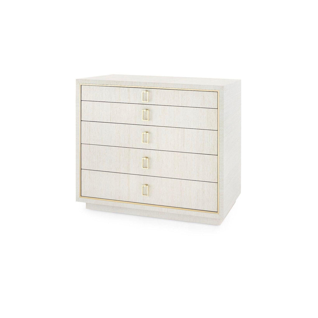 Parker Large 5-Drawer Chest in Lacquered Silver Shimmer - Dressers & Armoires - The Well Appointed House