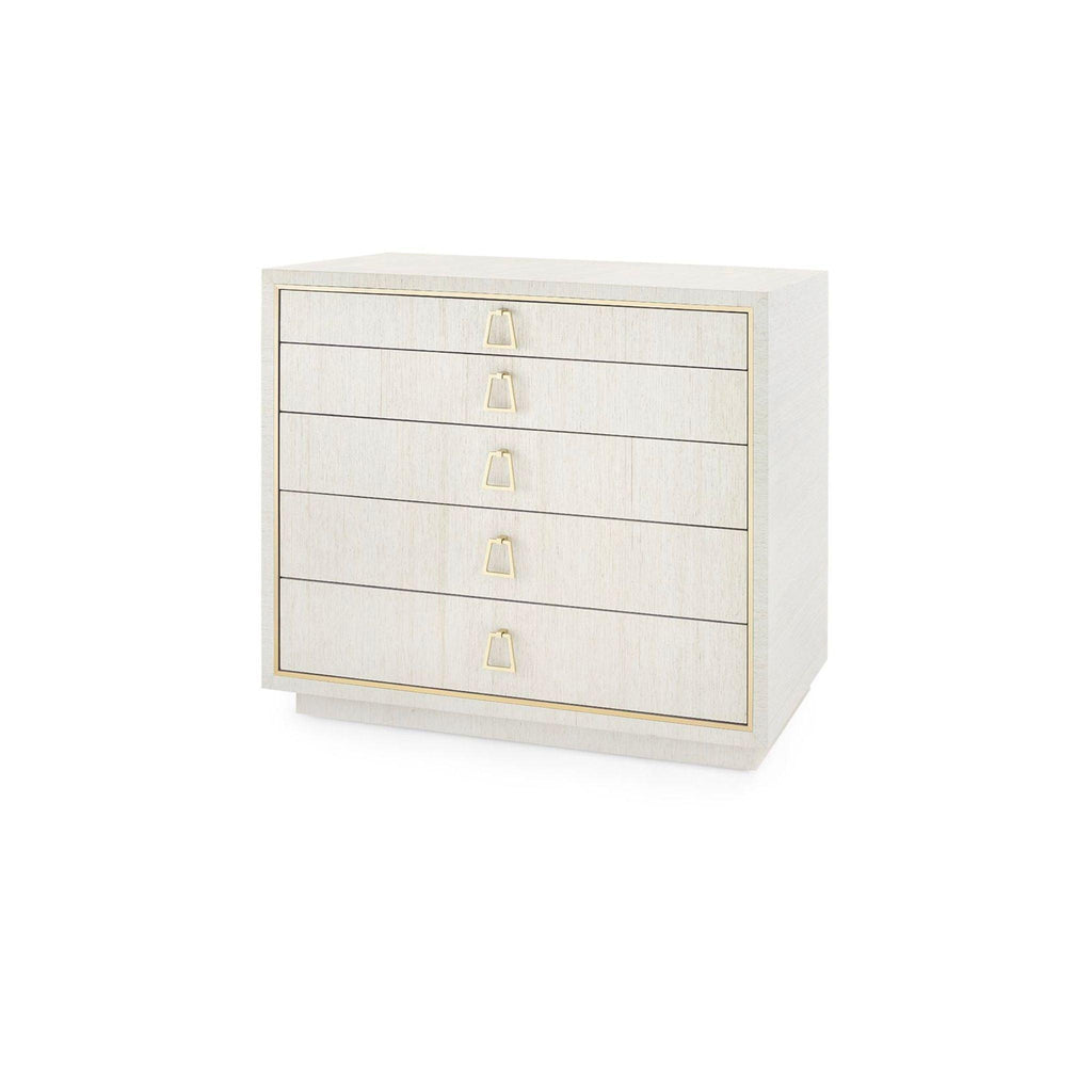 Parker Large 5-Drawer Chest in Lacquered Silver Shimmer - Dressers & Armoires - The Well Appointed House
