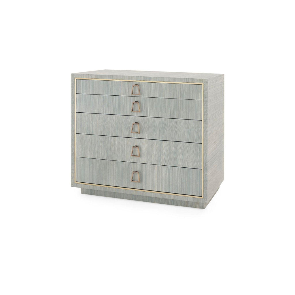 Parker Large 5-Drawer Chest in Lacquered Slate Blue Shimmer - Dressers & Armoires - The Well Appointed House