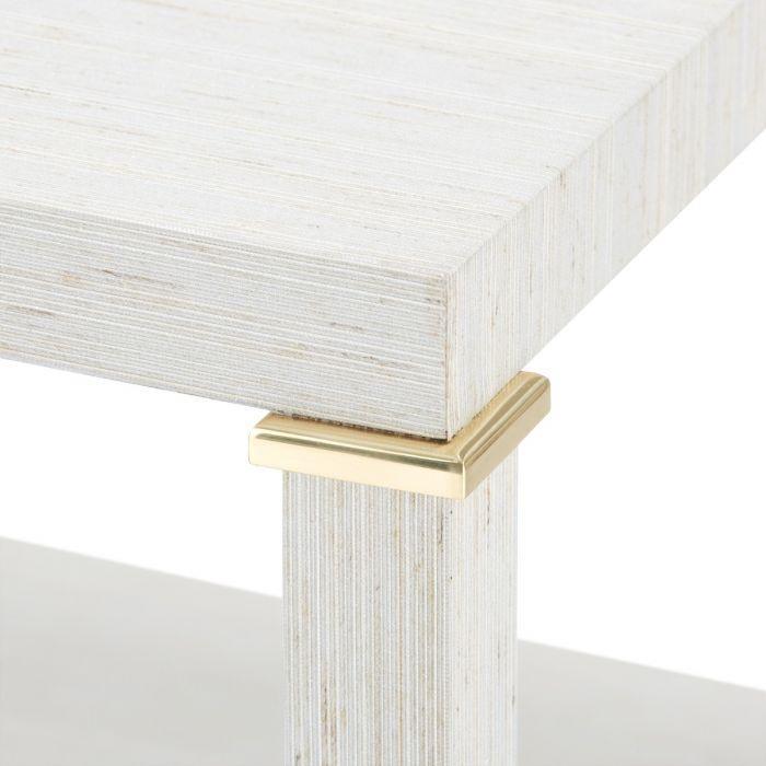Pascal 1-Drawer Lacquered Grasscloth Side Table in Silver Shimmer - Side & Accent Tables - The Well Appointed House