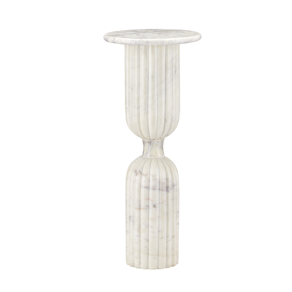 Passementerie White Marble Drinks Table - The Well Appointed House