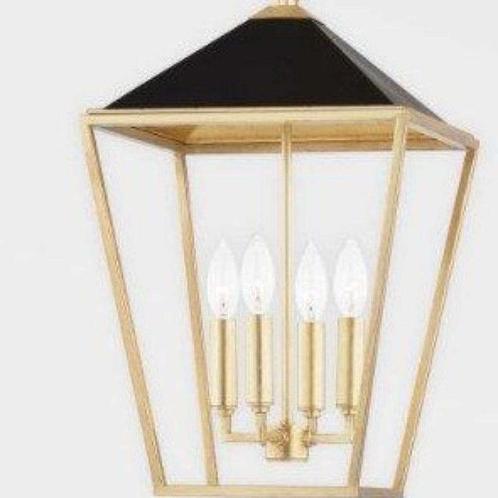 Paxton Gold and Black Lantern - Chandeliers & Pendants - The Well Appointed House