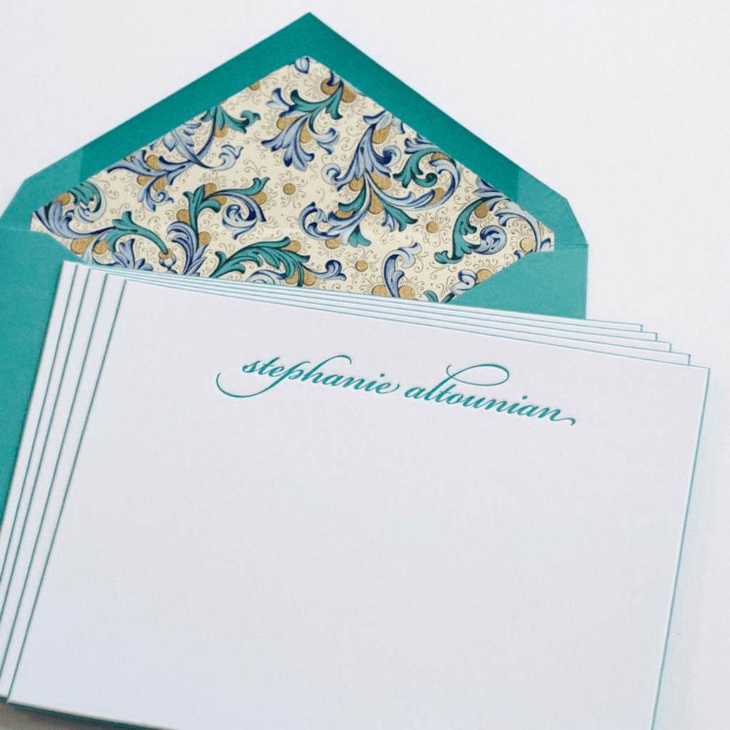 Peacock Personalized Beveled Notes - D2 - Stationery - The Well Appointed House
