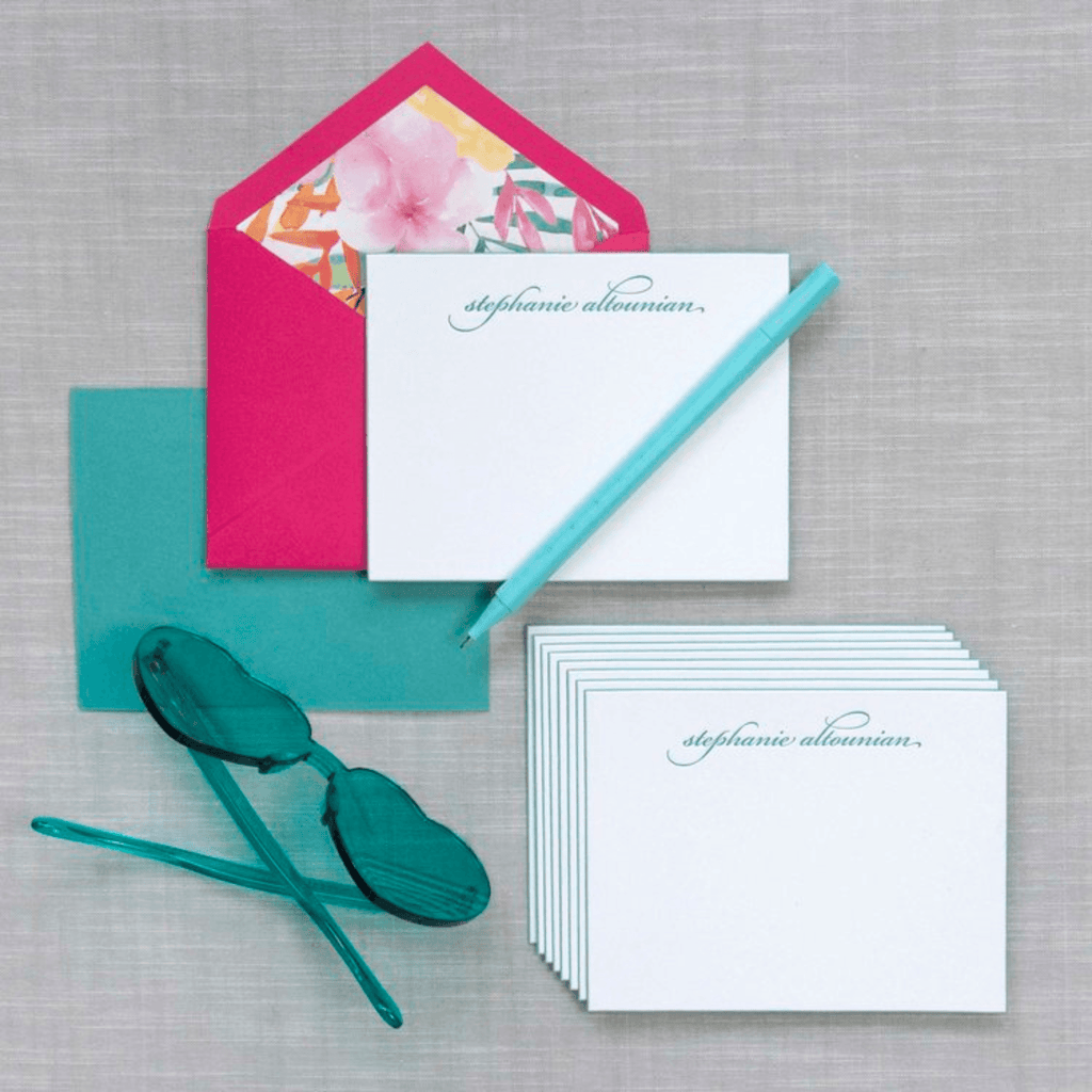 Peacock Personalized Beveled Notes - D2 - Stationery - The Well Appointed House