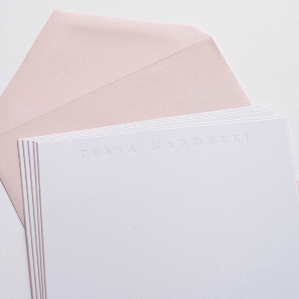 Peony Pink Beveled Letterpress Notes - Design 19 - Stationery - The Well Appointed House