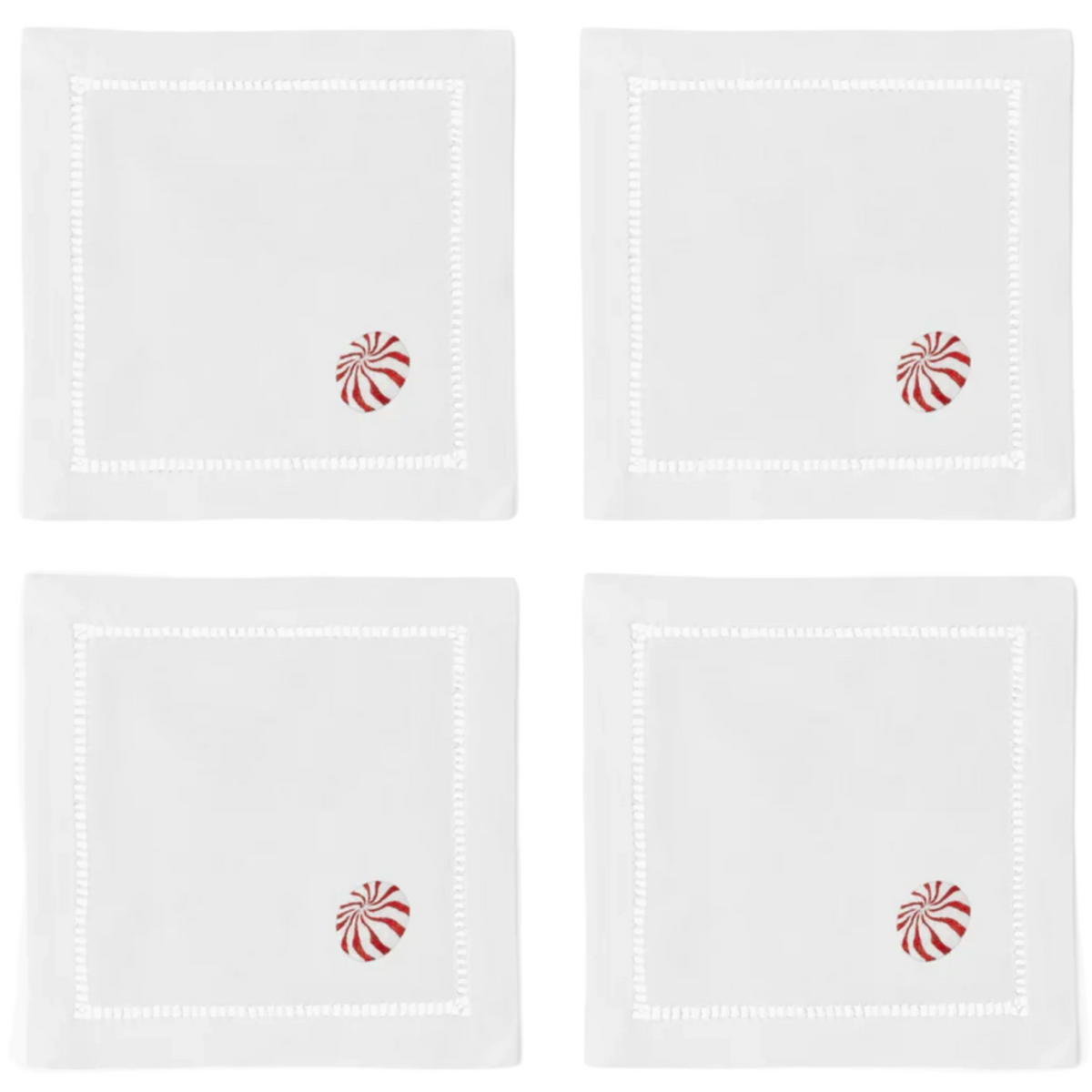 Set of 4 Peppermint Candy Christmas Cocktail Napkins The Well