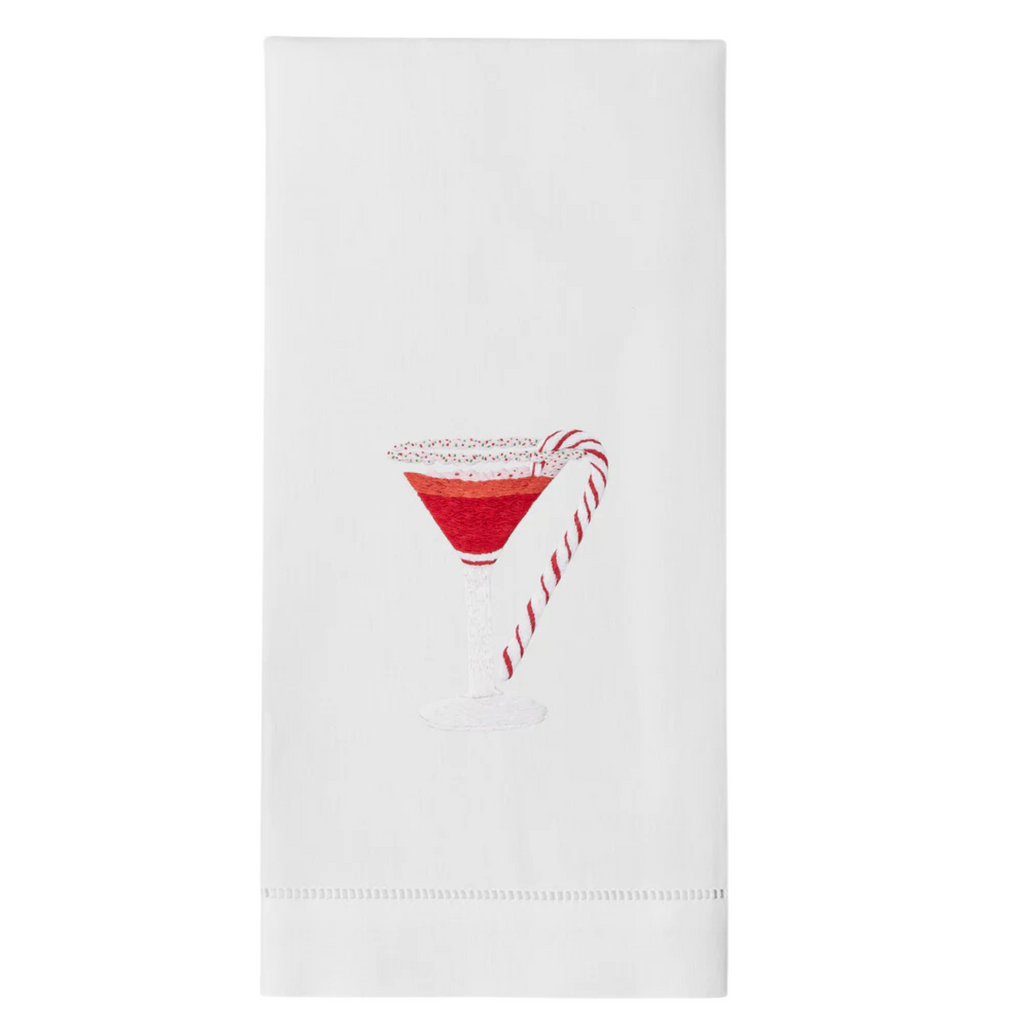 Set of 4 Peppermint Martini Christmas Hand Towels - The Well Appointed House
