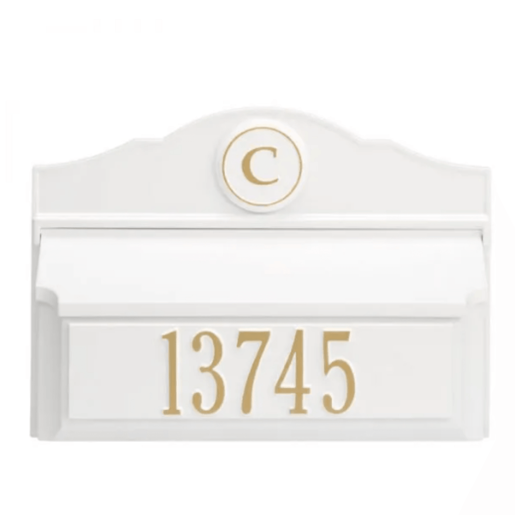 Personalized Colonial Wall Mailbox With Monogram & Address – Available in Multiple Finishes - Address Signs & Mailboxes - The Well Appointed House