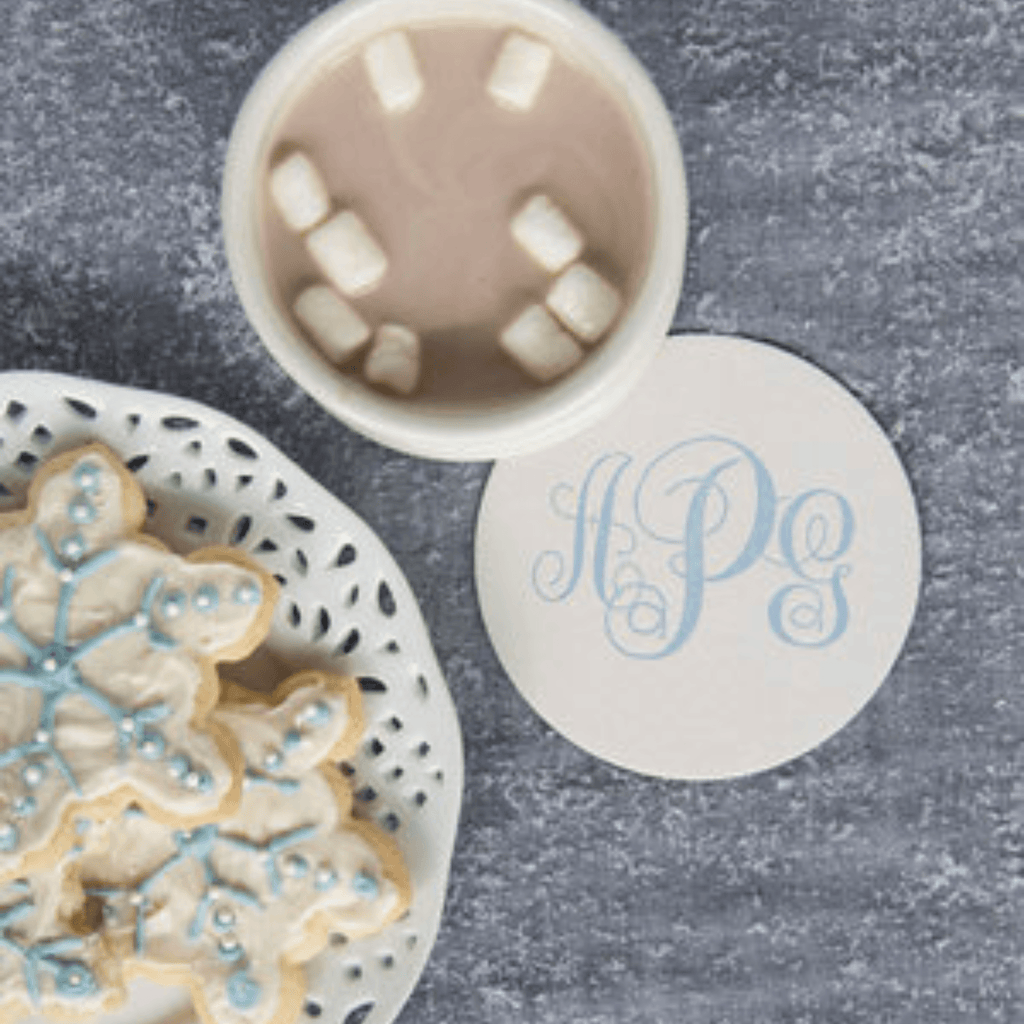 Personalized Traditional Monogram Letterpressed Coasters - Bar Tools & Accessories - The Well Appointed House