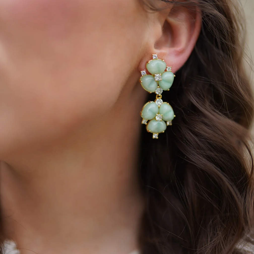 Petite Jade Clover Drop Earrings - The Well Appointed House