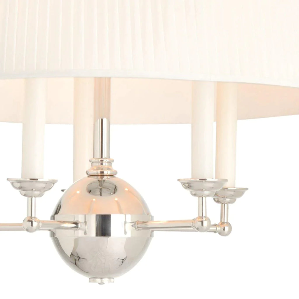 Petite Polished Nickel Pendant Chandelier with Shade - Chandeliers & Pendants - The Well Appointed House