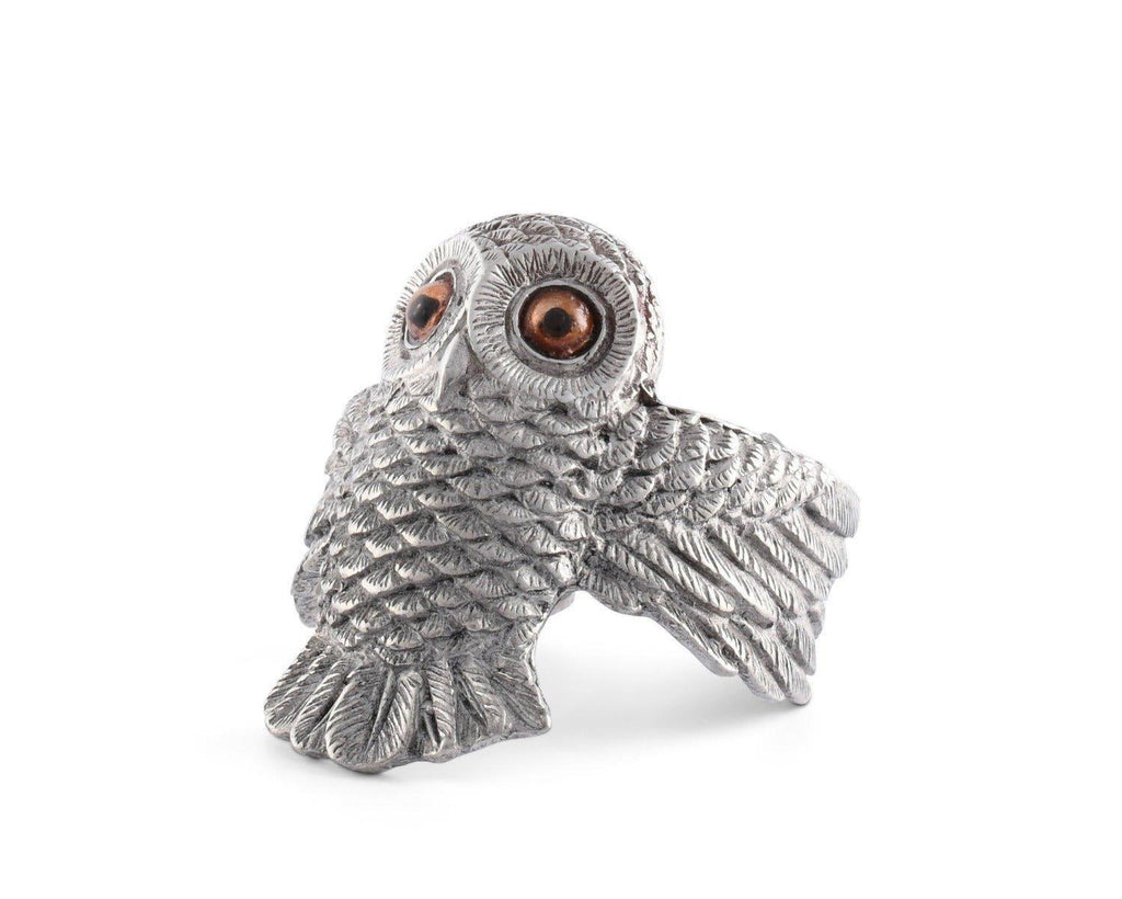 Pewter and Bronze Owl Napkin Ring - Napkin Rings - The Well Appointed House