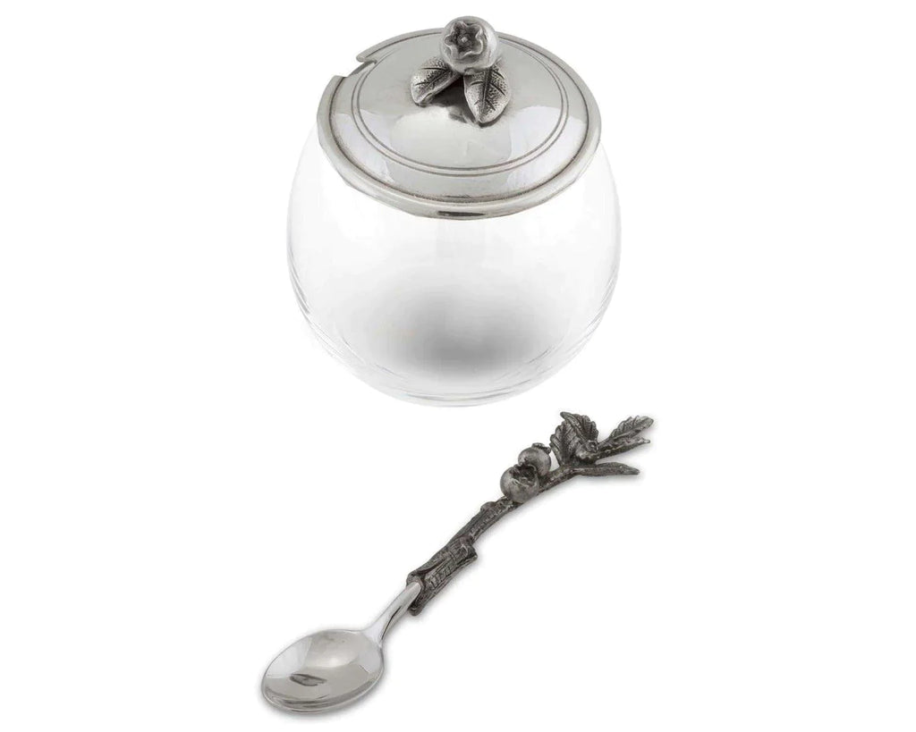 Pewter and Glass Blueberry Jam Jar with Spoon - Serveware - The Well Appointed House