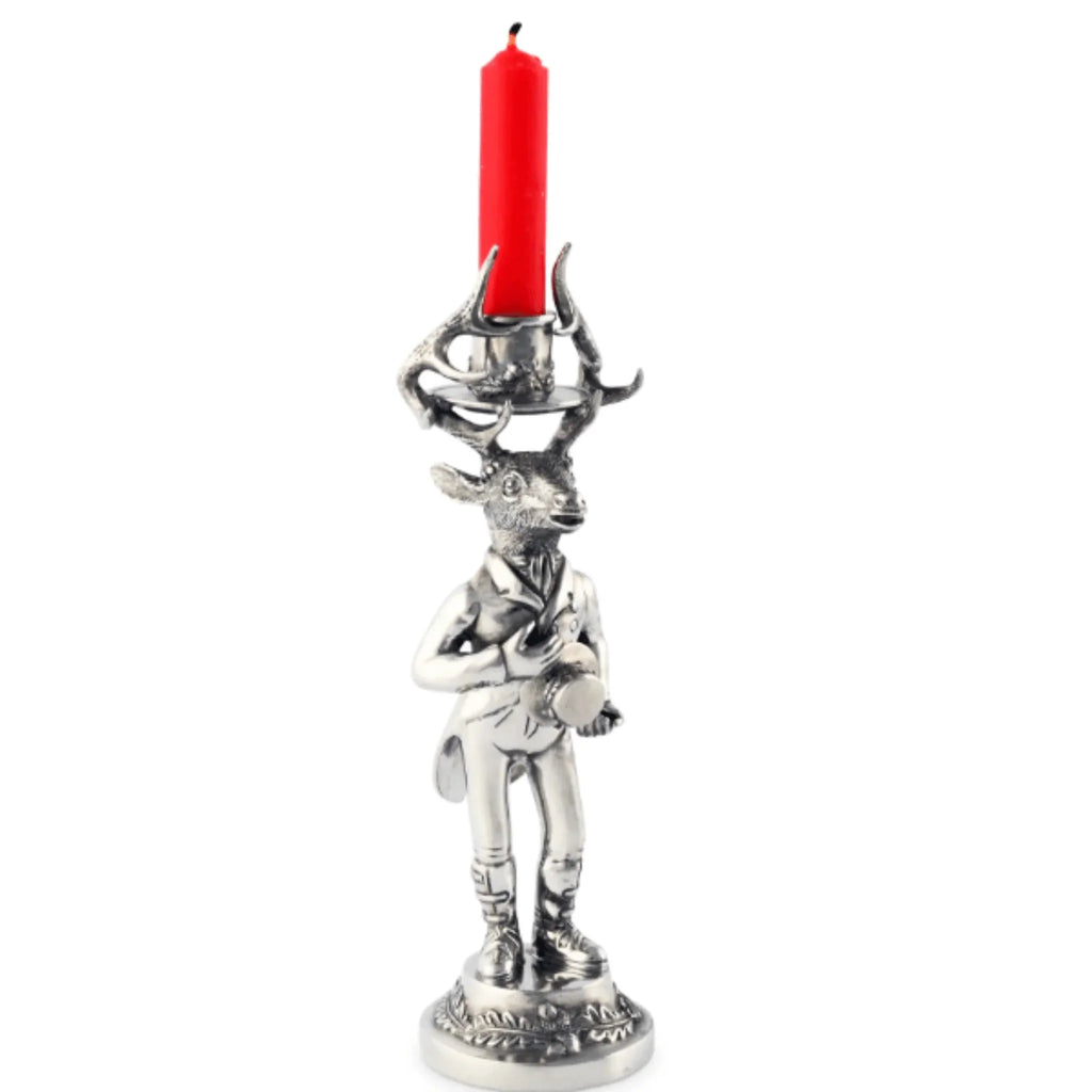 Pewter Gentleman Elk Short Candlestick - Candlesticks & Candles - The Well Appointed House