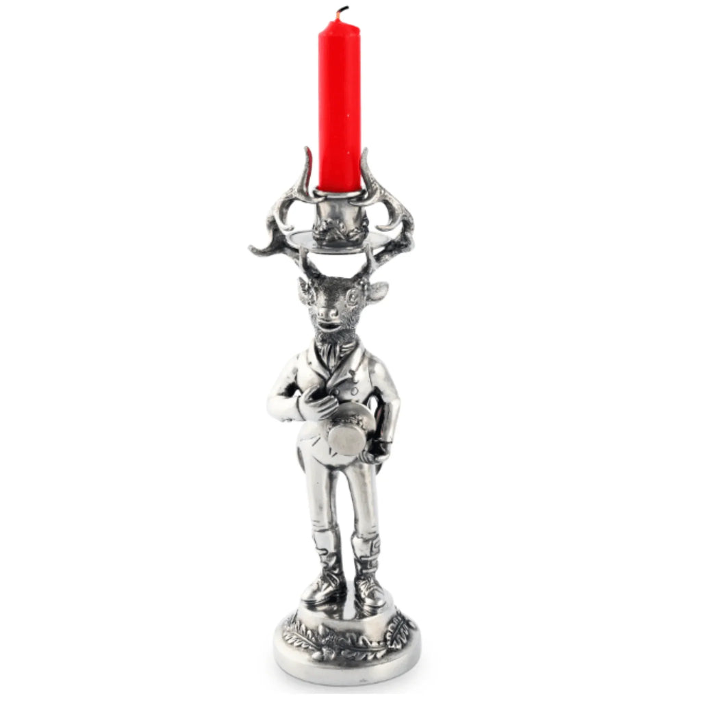 Pewter Gentleman Elk Short Candlestick - Candlesticks & Candles - The Well Appointed House