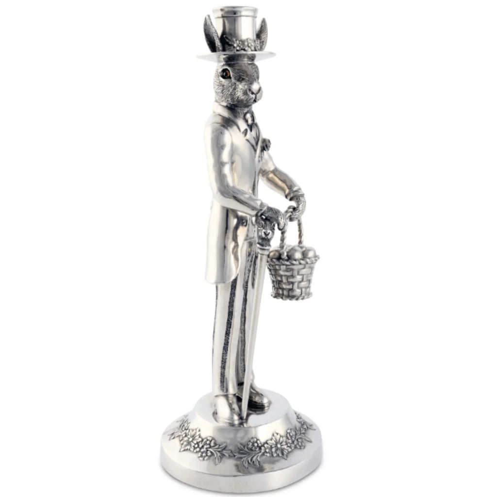 Pewter Gentleman Hare Tall Candlestick - Candlesticks & Candles - The Well Appointed House