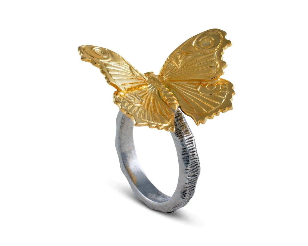 Pewter Golden Butterfly Napkin Ring - Napkin Rings - The Well Appointed House