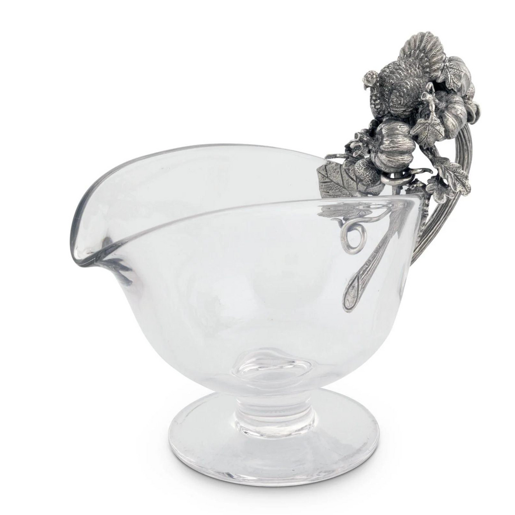 Pewter Harvest Turkey Glass Grave Boat - The Well Appointed House 