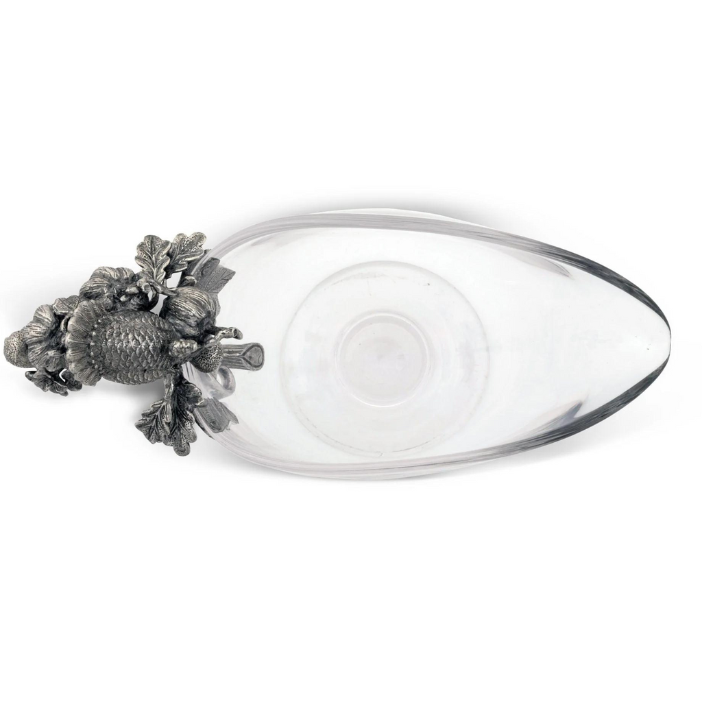 Pewter Harvest Turkey Glass Grave Boat - The Well Appointed House 