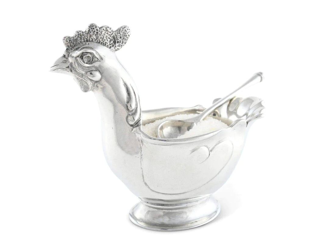 Pewter Hen Sugar Bowl with Spoon - Serveware - The Well Appointed House