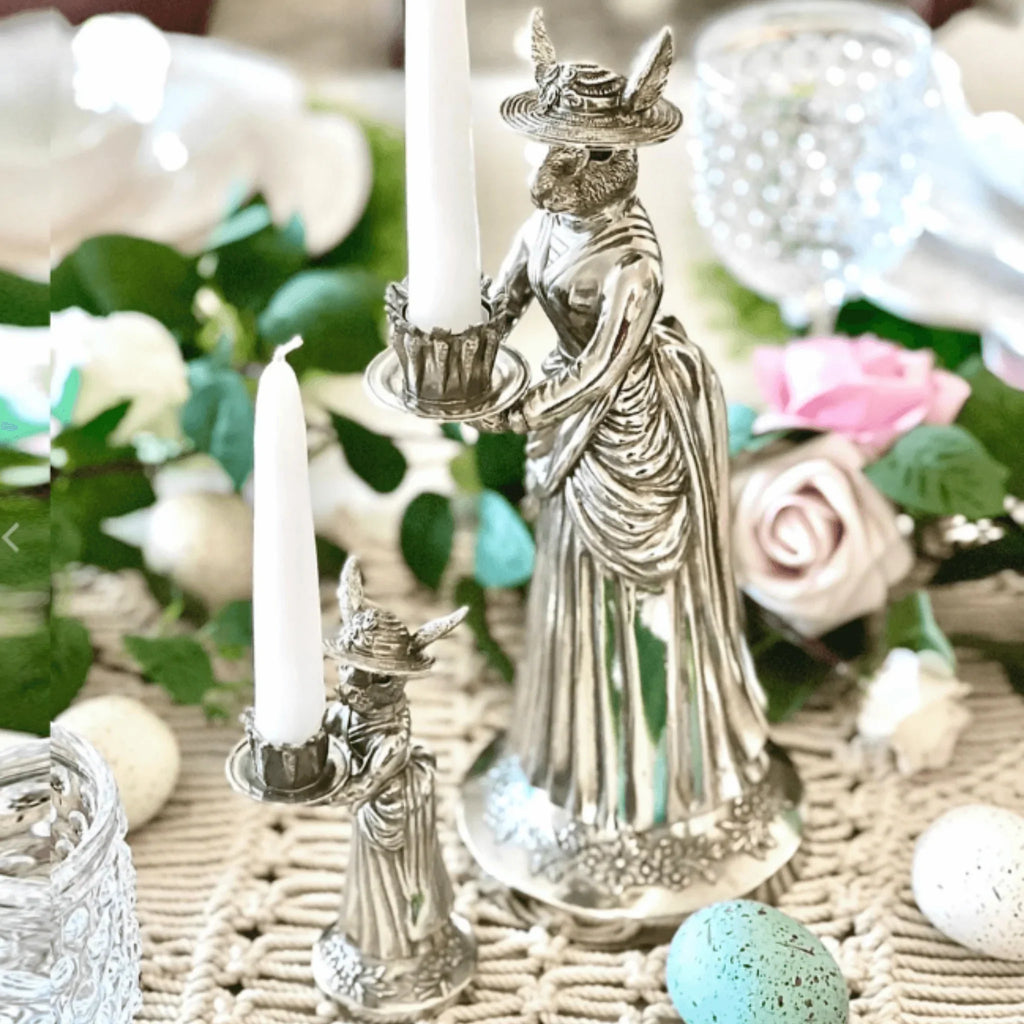 Pewter Lady Hare Short Candlestick - Candlesticks & Candles - The Well Appointed House