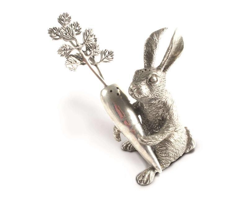 Pewter Rabbit Carrot Salt & Pepper Set - Serveware - The Well Appointed House