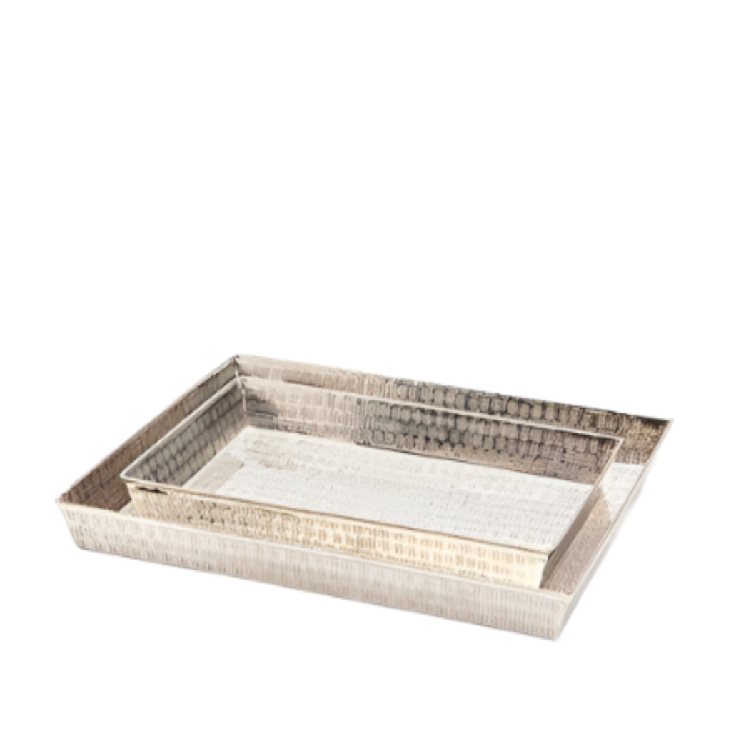 Pigeon & Poodle Buren Hammered Nickel Bathroom Vanity Tray Set - Bath Accessories - The Well Appointed House