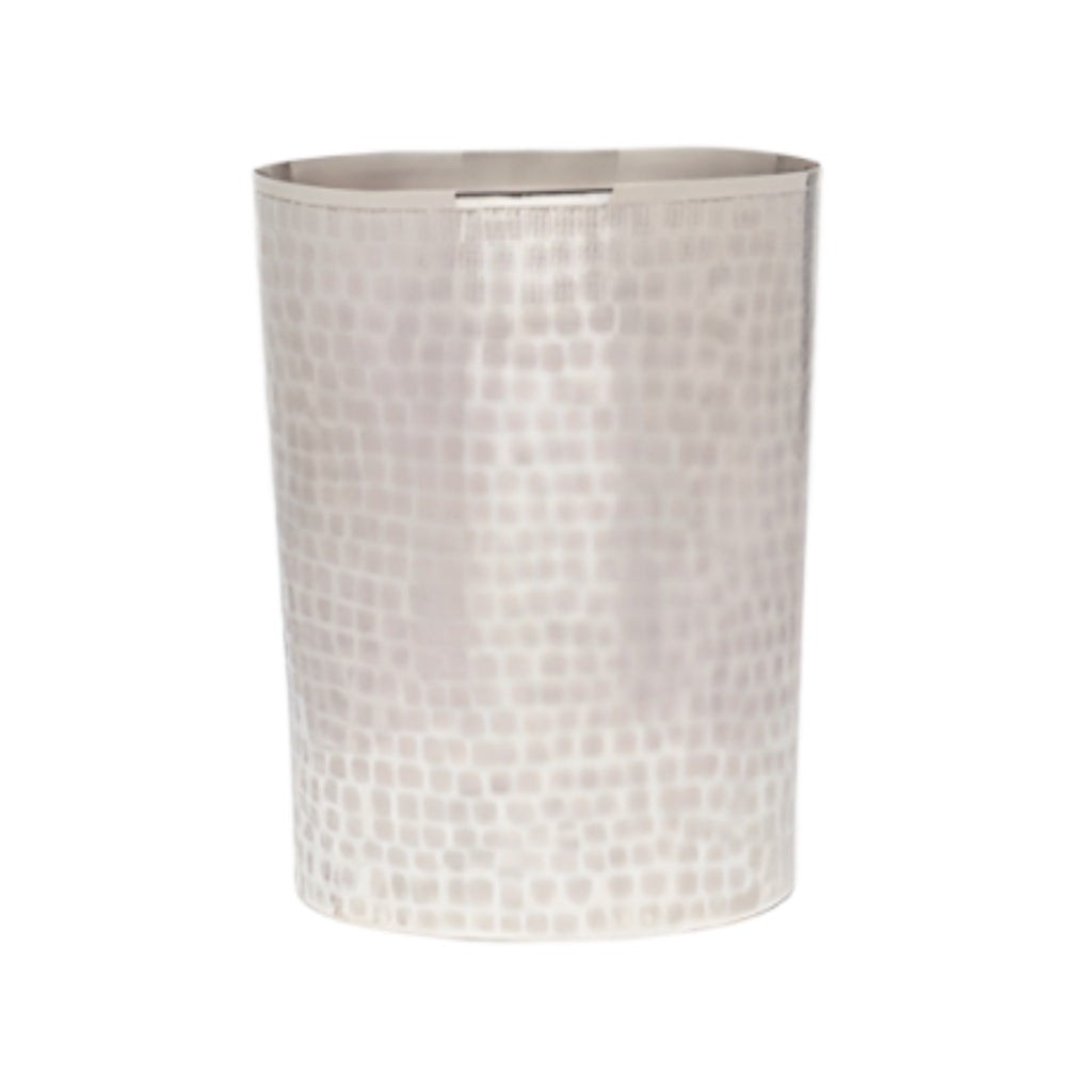 Pigeon & Poodle Buren Hammered Nickel Oval Wastebasket with Optional Tissue Box - Wastebasket Sets - The Well Appointed House