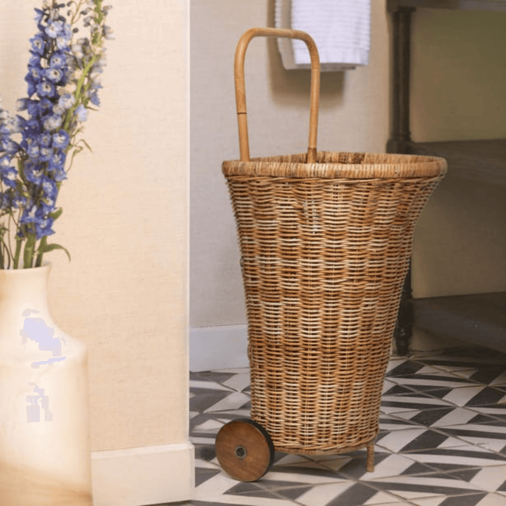 Pigeon & Poodle Chambery Natural Rattan Basket Cart - Baskets & Bins - The Well Appointed House