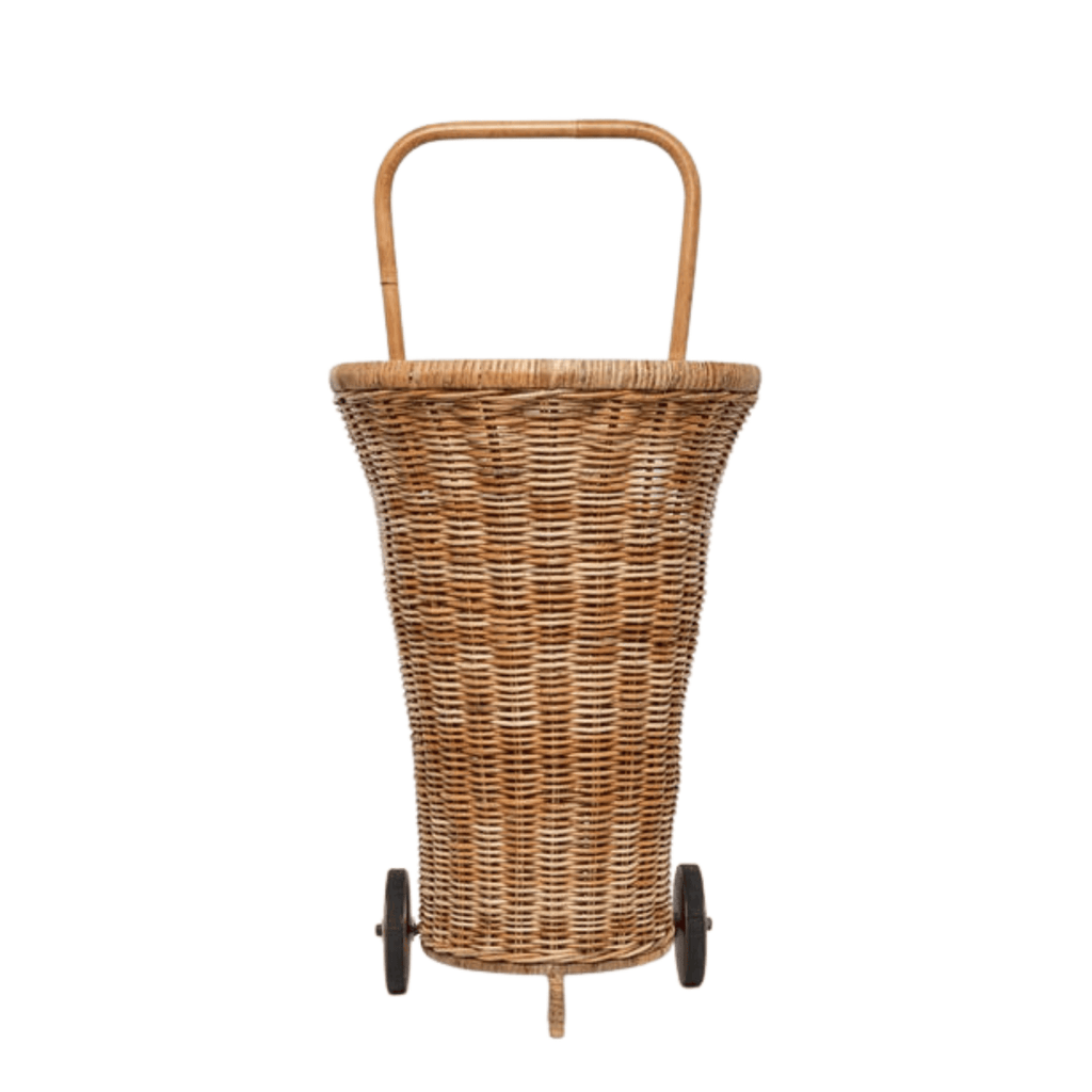 Pigeon & Poodle Chambery Natural Rattan Basket Cart - Baskets & Bins - The Well Appointed House